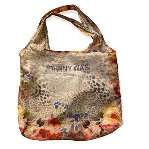 Johnny Was Leopard & Roses Foldable Tote
